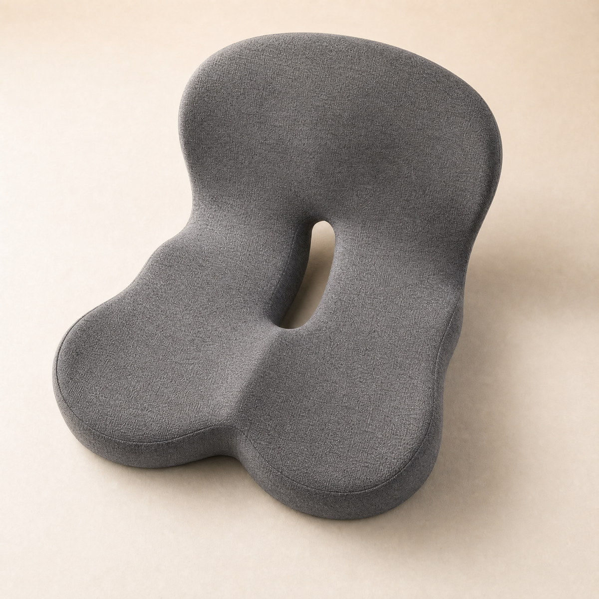 Overhead view of the Serenzo Atlas showing the keyhole cutout through the middle of the seat