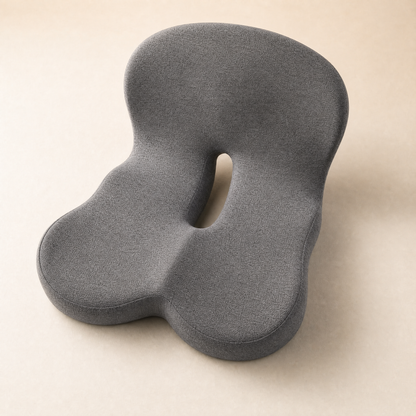 Overhead view of the Serenzo Atlas showing the keyhole cutout through the middle of the seat