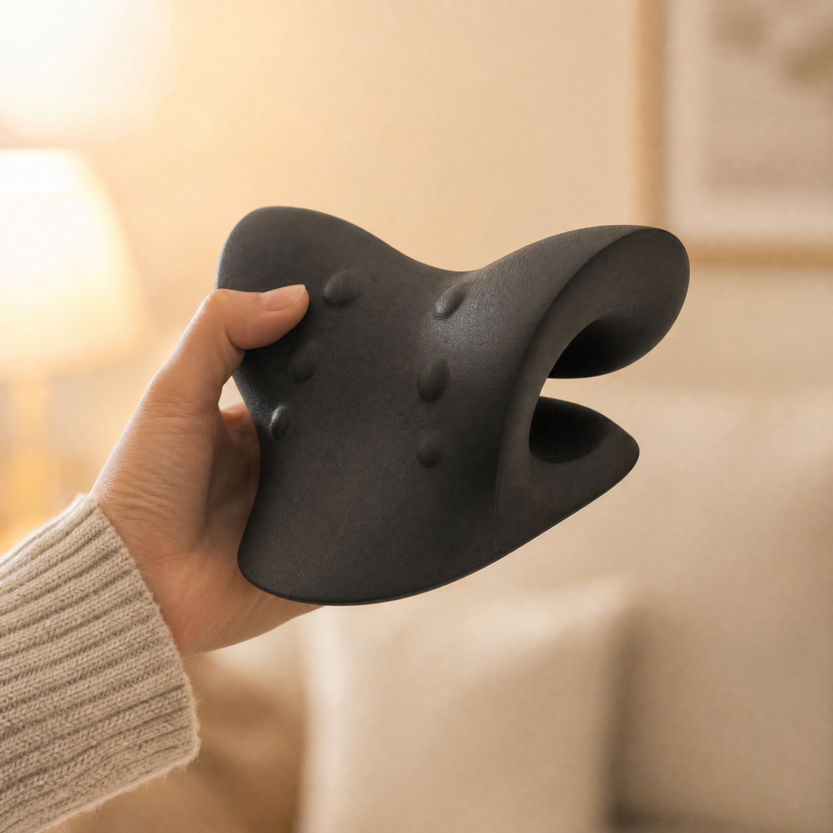 The Serenzo Arc held in one hand, showing its size